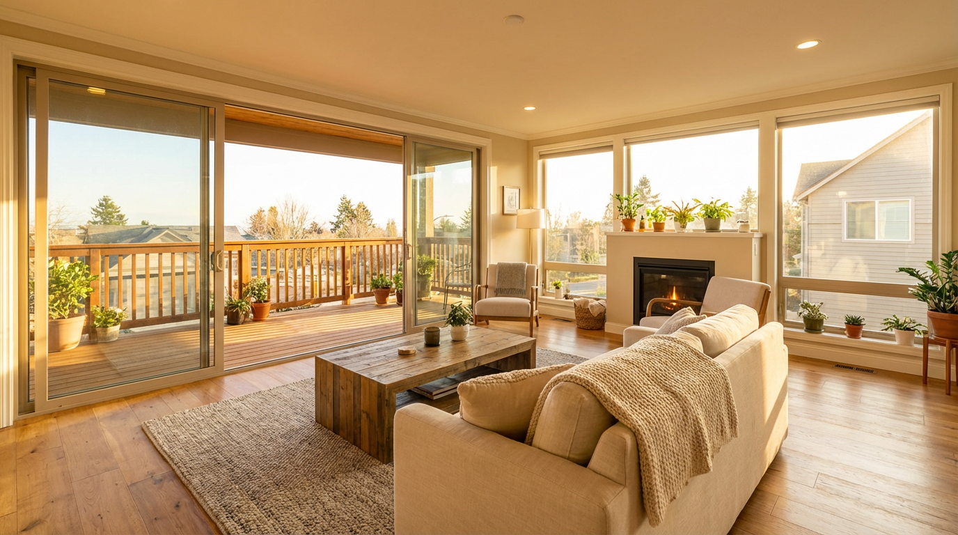 Modernes Wohnzimmer mit Balkon